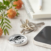 Porte-clés Lanterne verte - Nombreux anneaux, noir et blanc (Côté)