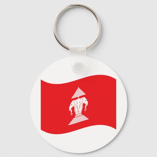 Porte-clés Lao Erawan Trois Chefs D'Éléphant Drapeau Vague (Recto)