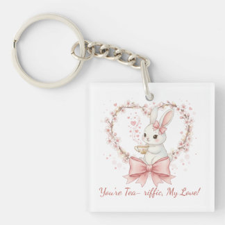 Porte-clés Lapin Aquarelle Adorable - Texte Personnalisable