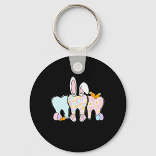 Porte-clés Lapin aux dents florales Équipe dentaire Joyeuses 