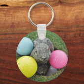 Porte-clés Lapin avec oeuf jaune rose (Recto)