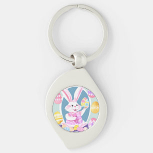 Porte-clés lapin avec oeufs de pâques