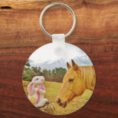Porte-clés Lapin blanc et Cheval jaune (Recto)