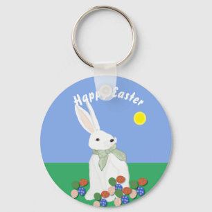 Porte-clés Lapin blanc et oeufs