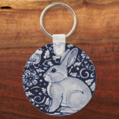 Porte-clés Lapin bleu et blanc avec motif de carreaux d'oisea (Recto)