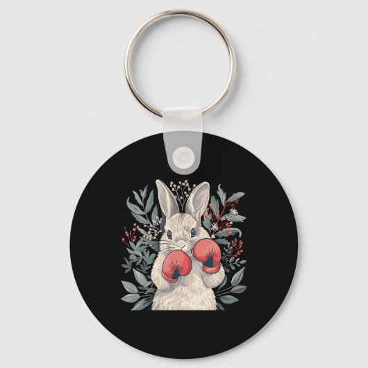 Porte-clés Lapin boxeur avec gants de boxe Kickboxing Drôle B (Recto)