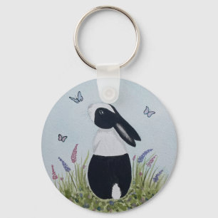 Porte-clés Lapin bunny néerlandais à l'aquarelle