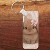 Porte-clés lapin coquet ruban rose (Recto)