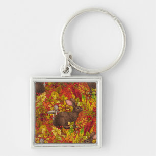 Porte-clés Lapin d'automne en rouge