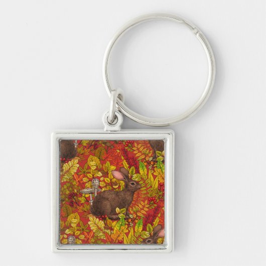 Porte-clés Lapin d'automne en rouge (Devant)