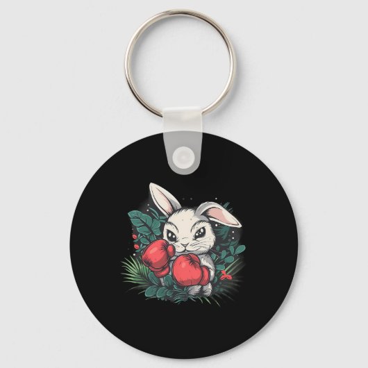 Porte-clés Lapin de boxe avec gants de boxe Kickboxing Drôle (Recto)
