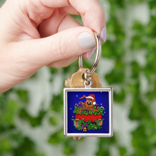 Porte-clés Lapin de Noël (main)