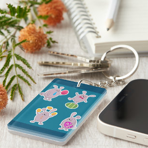 Porte-clés Lapin de Pâques avec des œufs colorés