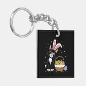 Porte-clés Lapin de Pâques Chat Noir Smoking Oreilles de Lapi (Devant gauche)