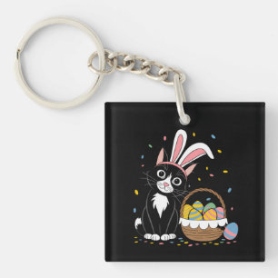 Porte-clés Lapin de Pâques Chat Noir Smoking Oreilles de Lapi