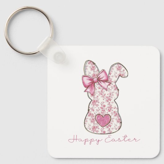 Porte-clés Lapin de Pâques Floral (Recto)