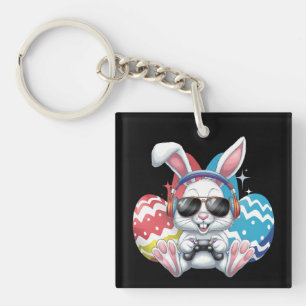 Porte-clés Lapin de Pâques Joyeux Gaming Gamer Jeux