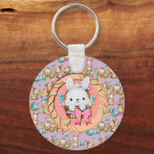 Porte-clés Lapin de Pâques mignon assis dans le panier (Recto)