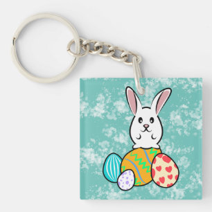 Porte-clés Lapin de Pâques sur les oeufs de Pâques