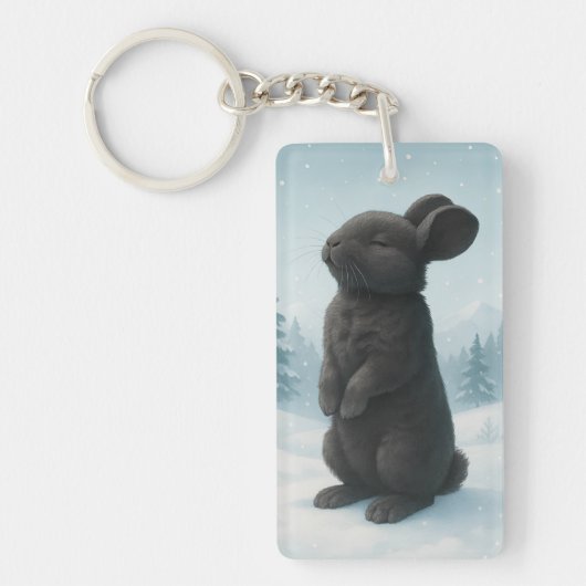 Porte-clés Lapin d'hiver paisible (Devant)