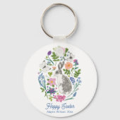 Porte-clés Lapin et fleurs de Pâques personnalisés (Verso)