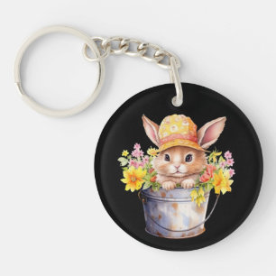 Porte-clés Lapin Graphique Pour Filles Floral Printemps
