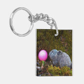Porte-clés Lapin gris / lapin et balle de golf rose (Devant gauche)