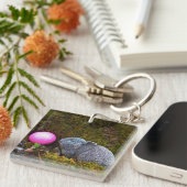 Porte-clés Lapin gris / lapin et balle de golf rose (Devant Droit)