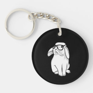 Porte-clés Lapin Hipster Lapin Drôle Avec Lunettes Mignon Ani