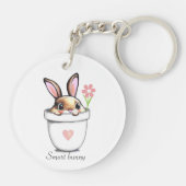 Porte-clés Lapin intelligent dans un pot de plante avec fleur (Dos)