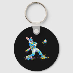 Porte-clés Lapin joueur de baseball de Pâques heureux garçons