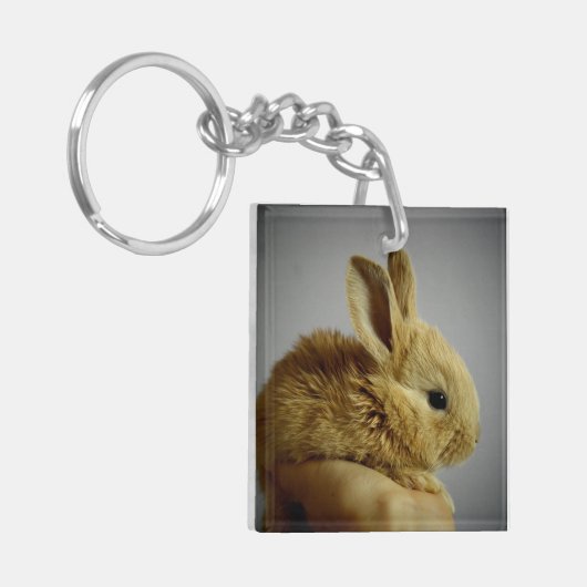 Porte-clés Lapin lapin mignon bébé à la main (Devant gauche)