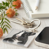 Porte-clés Lapin lapin noir et blanc surprenant (Devant Droit)