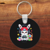 Porte-clés Lapin mignon avec écouteurs jeu de Pâques (Recto)