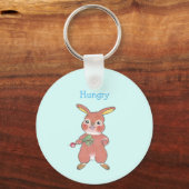 Porte-clés Lapin Mignon Faim et Somnolent Bleu (Recto)