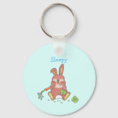 Porte-clés Lapin Mignon Faim et Somnolent Bleu (Verso)