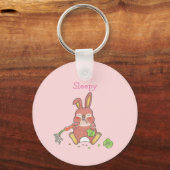 Porte-clés Lapin Mignon Faim et Somnolent Rose (Verso)