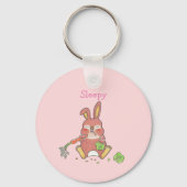 Porte-clés Lapin Mignon Faim et Somnolent Rose (Verso)