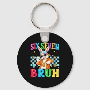 Porte-clés Lapin mignon six sept bruh 6 7 mème 67 joyeuses pâ