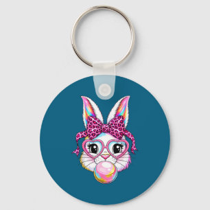 Porte-clés Lapin mignon visage léopard coquette lunettes à ar
