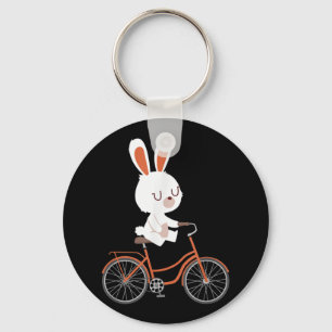 Porte-clés Lapin Mignonne Sur Le Vélo Lapin À Vélo À Vélo À V