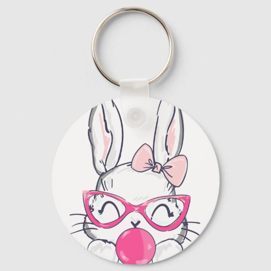 Porte-clés lapin paloon, rétro, vintage (Recto)