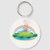 Porte-clés Lapin Rose Jouant À La Guitare (Recto)