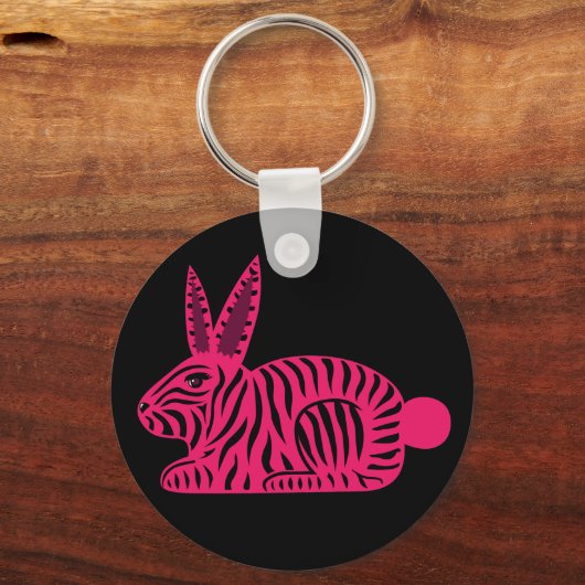 Porte-clés Lapin rose Zebra (Recto)