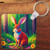 Porte-clés Lapin rouge assis sur l'herbe (Verso)