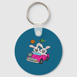 Porte-clés Lapin roulant voiture spatiale chasse d'oeufs de P