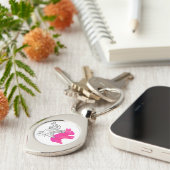 Porte-clés Lapin Silhouette Main Rose (Côté )