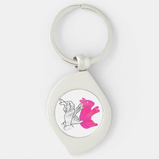 Porte-clés Lapin Silhouette Main Rose (Devant)