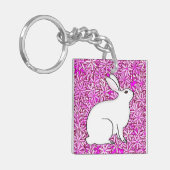 Porte-clés Lapin sur un lit de fleurs de printemps (Devant gauche)