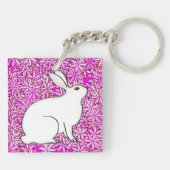 Porte-clés Lapin sur un lit de fleurs de printemps (Dos)